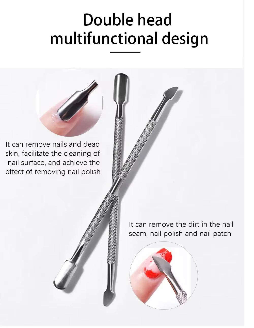 CuemployPusher-Outils de manucure en acier inoxydable