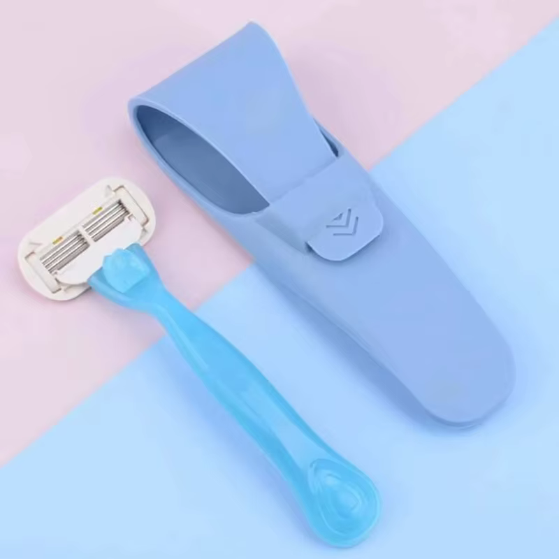 Boîte de support Portable pour rasoir en Silicone, couvercle de protection pour rasoir manuel, accessoires de rasage portables et étanches, boîte de rangement pour rasoir C