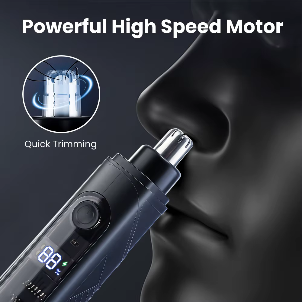 Tondeuse électrique pour le nez et les hommes et femmes, affichage numérique 360 ° Machine rotative nez oreille cheveux enlever rasoir lame détachable