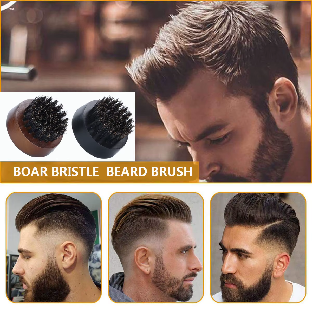 Brosse à barbe ronde pour hommes