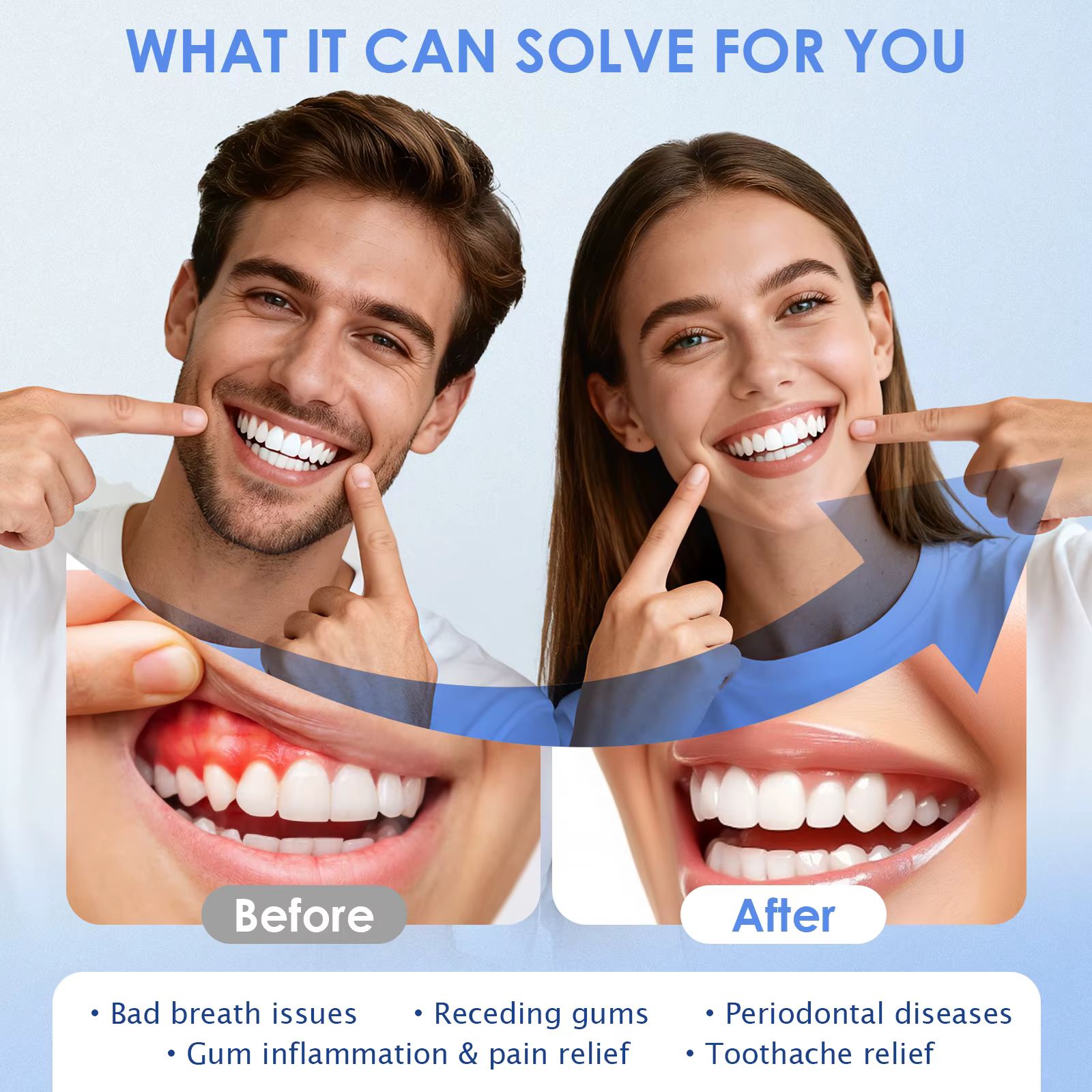 Accélérateur de blanchiment des dents 650nm thérapie par la lumière rouge + bleue pour les gencives LED lumière parodontale réparation de santé des gencives saignement des gencives et des dents