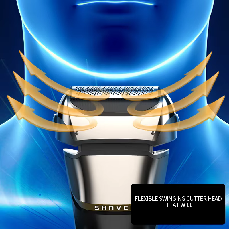 Rasoir électrique 4D pour hommes, Rechargeable, pour barbier, USB type-c, étanche, HT-909