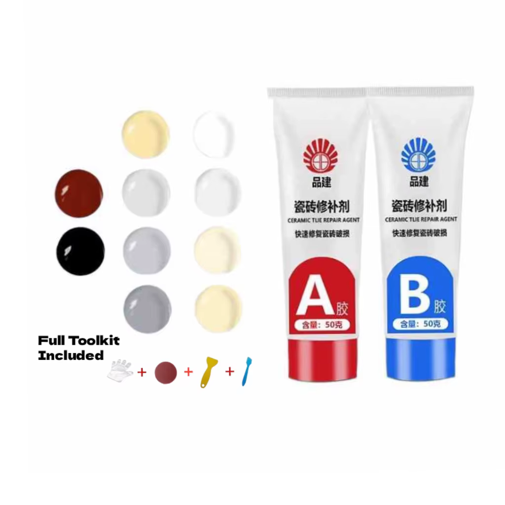 Kit d'agent de réparation de carrelage en céramique pour sol, toilettes, évier, baignoire, fissure de puces, remplissage d'espace. Imperméable, résistant à la moisissure, résistant à l'usure, utilisat