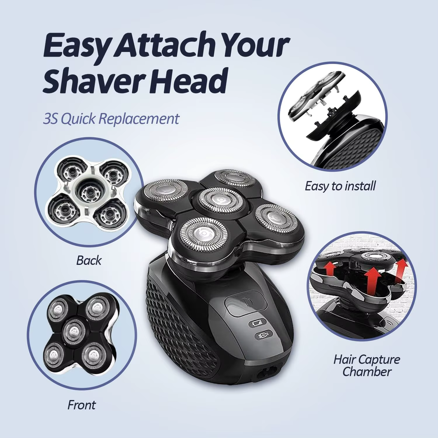 Têtes de rechange pour rasoir compatibles avec le rasage électrique Remington Balder pro XR7000 & XR1500 & XR1501 pour hommes chauve