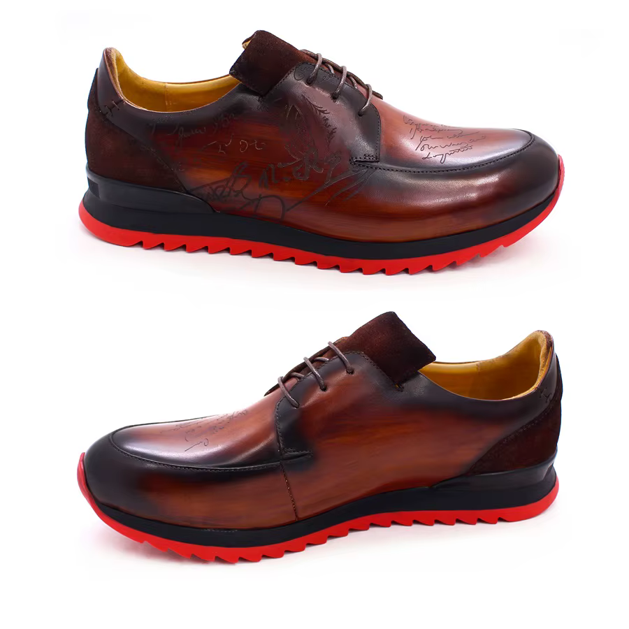 Chaussures en cuir à lacets pour hommes, semelle rouge coordonnante, chaussures décontractées, banquet de bureau, chaussures de mariage élégantes, mode faite à la main