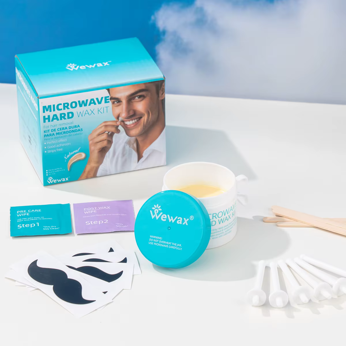 Ensemble de cire dépilatoire pour hommes, 36 pièces, chauffage au micro-ondes, accessoires complets pratiques pour l'épilation des oreilles, du nez et des doigts