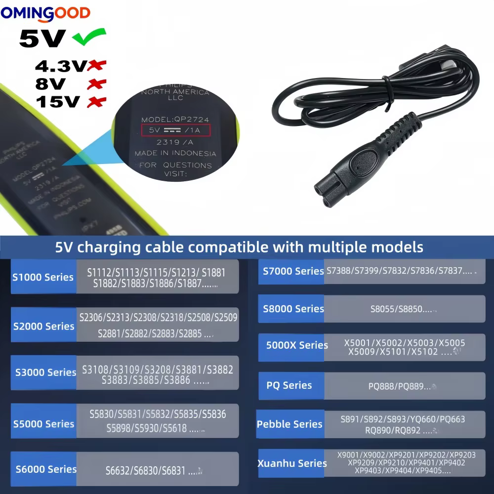 Nouveau chargeur pour rasoir Philips Norelco MG9520/50 MG7910/49 MG5910/49 PQ888 S1112 S1118 QP2724/90 QP2834/70 S2313 X5000 S5831