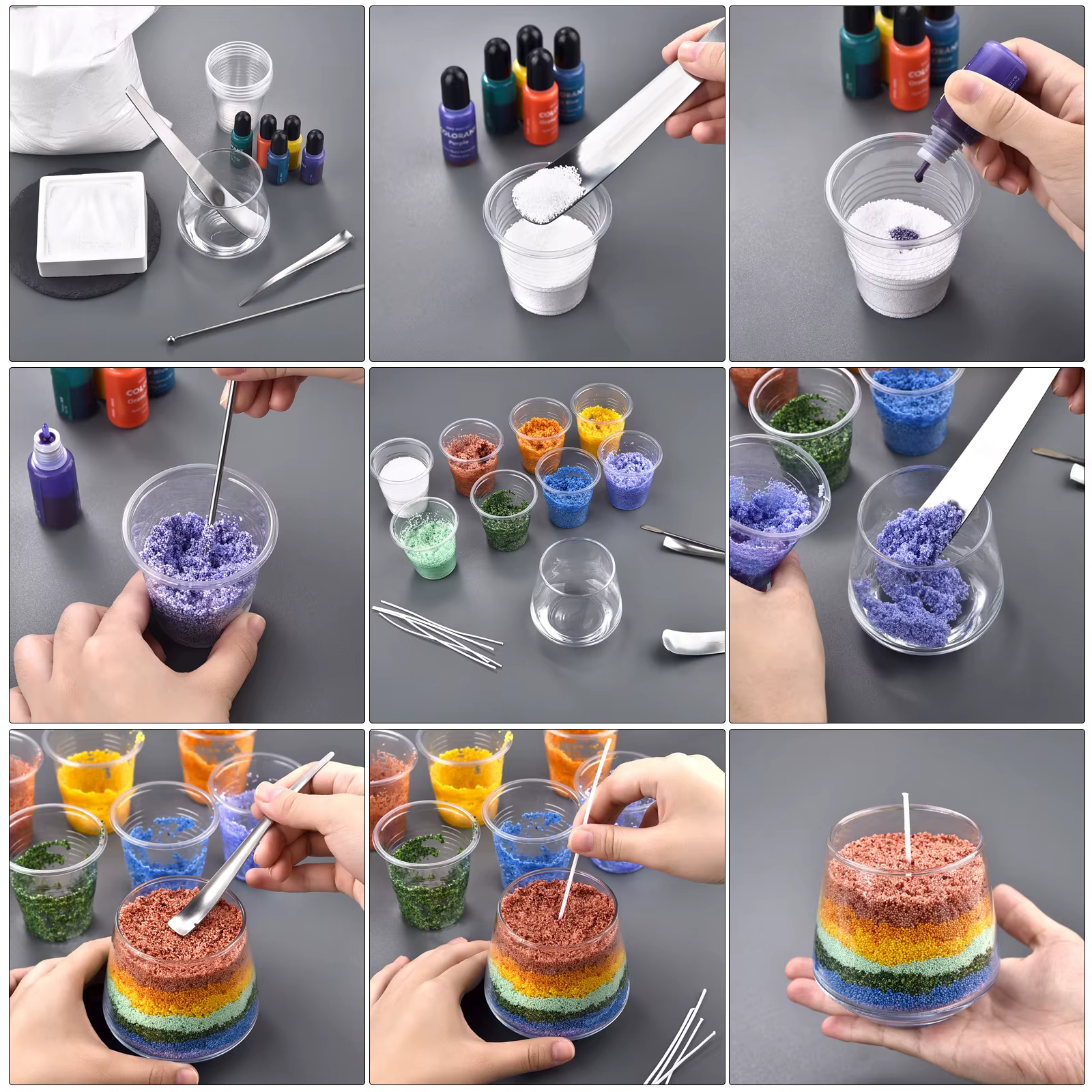 Cire de sable Combustible colorée 10G/50G, fournitures de fabrication de bougies, peinture de sable créative, flocon de neige, bougie en cire, cadeaux artisanaux