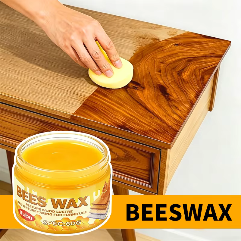 IFUBO 60g Cire naturelle à la cire d'abeille pour l'entretien des intérieurs de voiture et des meubles en bois, cire de polissage et de rénovation pour sols automobiles, rénovateur anti-oxydation