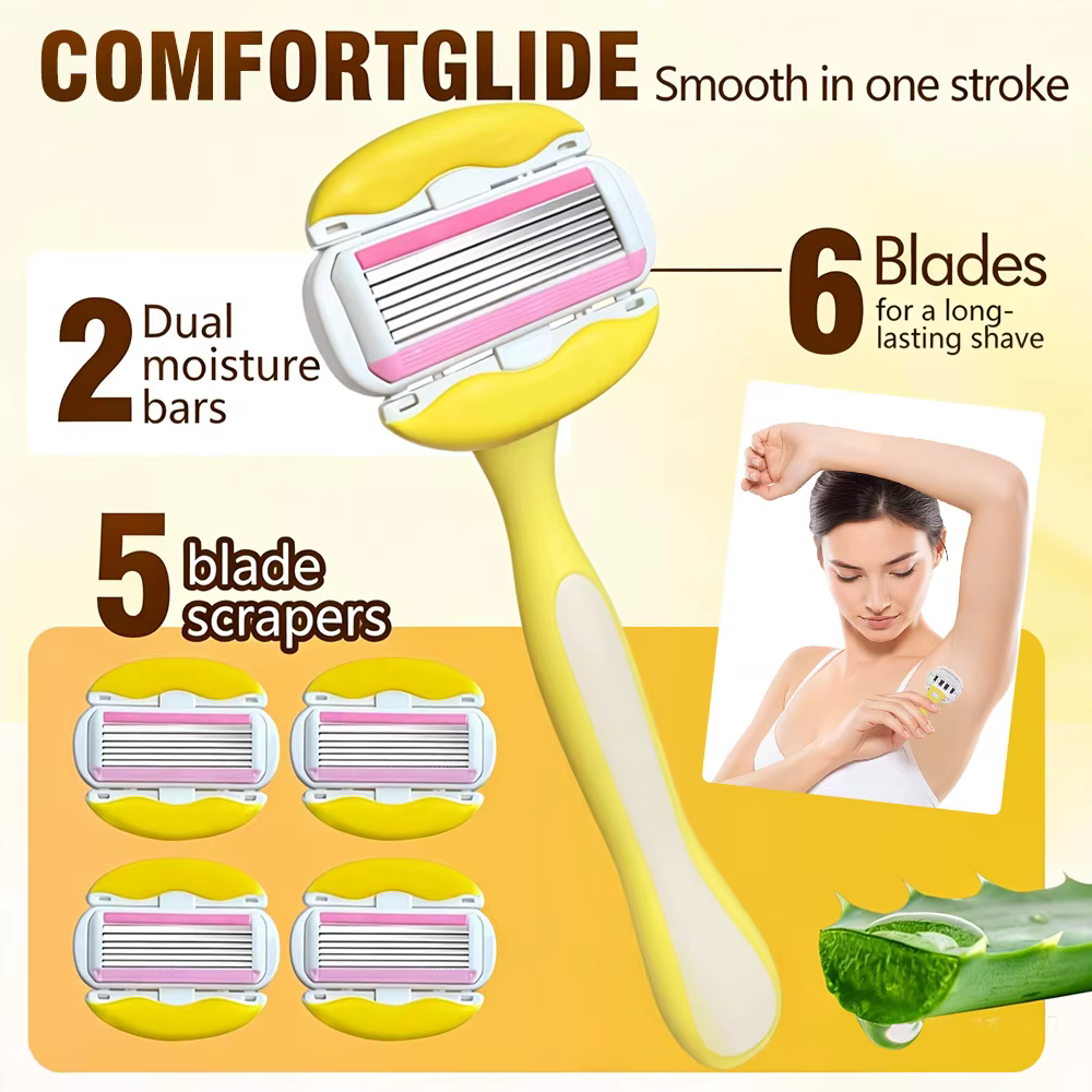 Rasoir pour femmes à 6 lames avec aloe vera