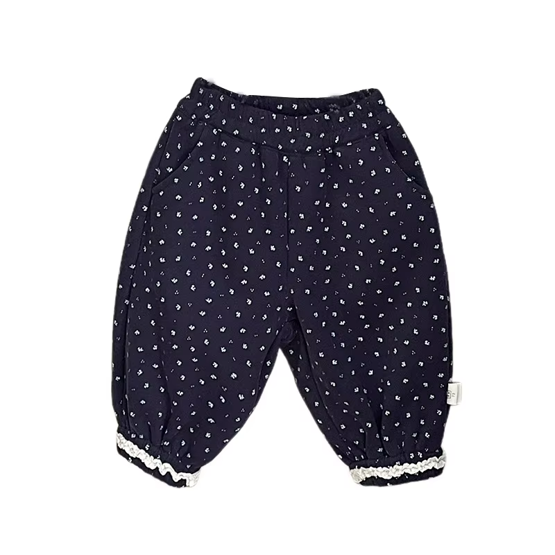 Pantalon doublé polaire pour enfants, pantalon de jogging épais à pois, Long et chaud, nouvelle collection hiver 2025