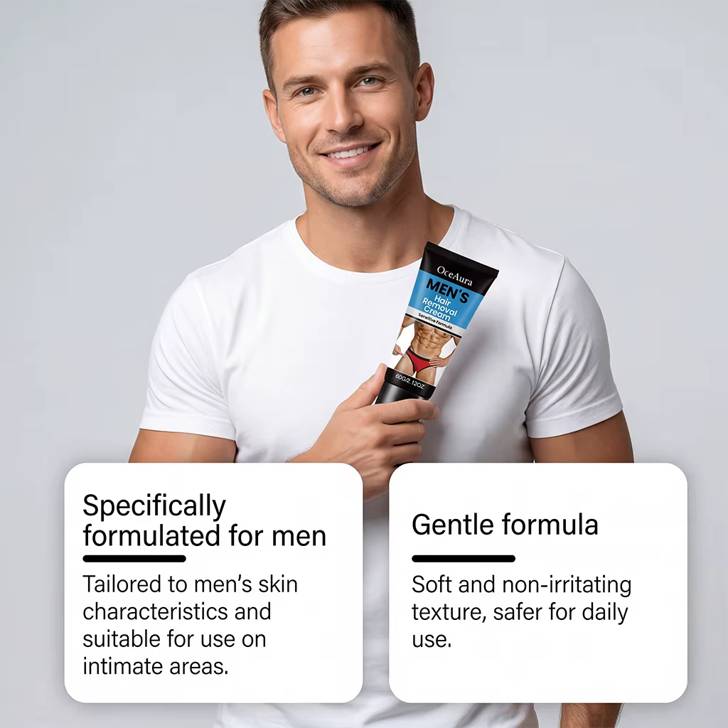 Crème dépilatoire pour hommes, formule sensible, élimination douce des poils du corps, rapide et efficace, zones intimes, sans douleur, crème dépilatoire pour hommes
