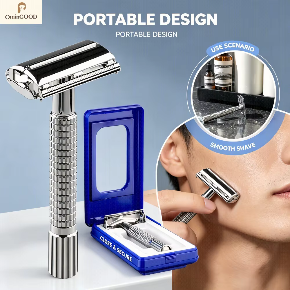 Rasoir de barbier pliant en acier inoxydable pour hommes