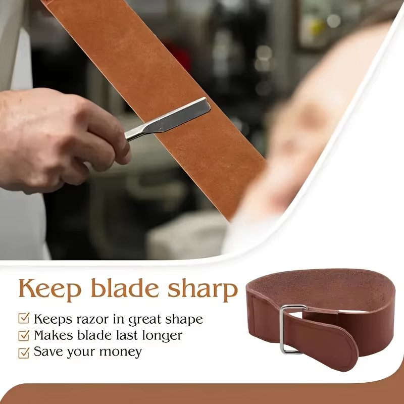Sangle de rasoir droite en cuir PU pour couteaux pliants de barbier