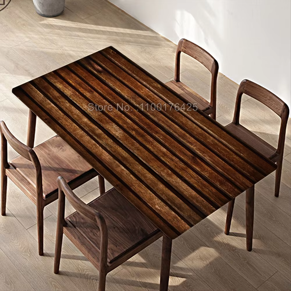 Nappe en bois avec bord rectangulaire, bande élastique imperméable, couverture de table, décoration extérieure, cuisine, gril