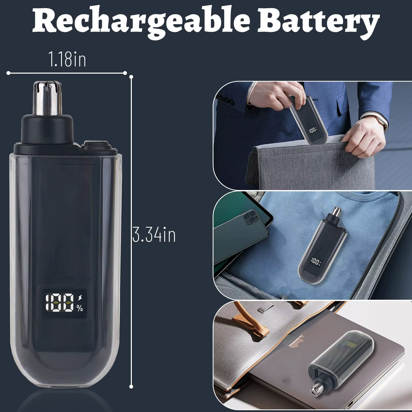 Convient aux hommes, tondeuse à cheveux électrique portable pour le nez et les oreilles avec chargement USB