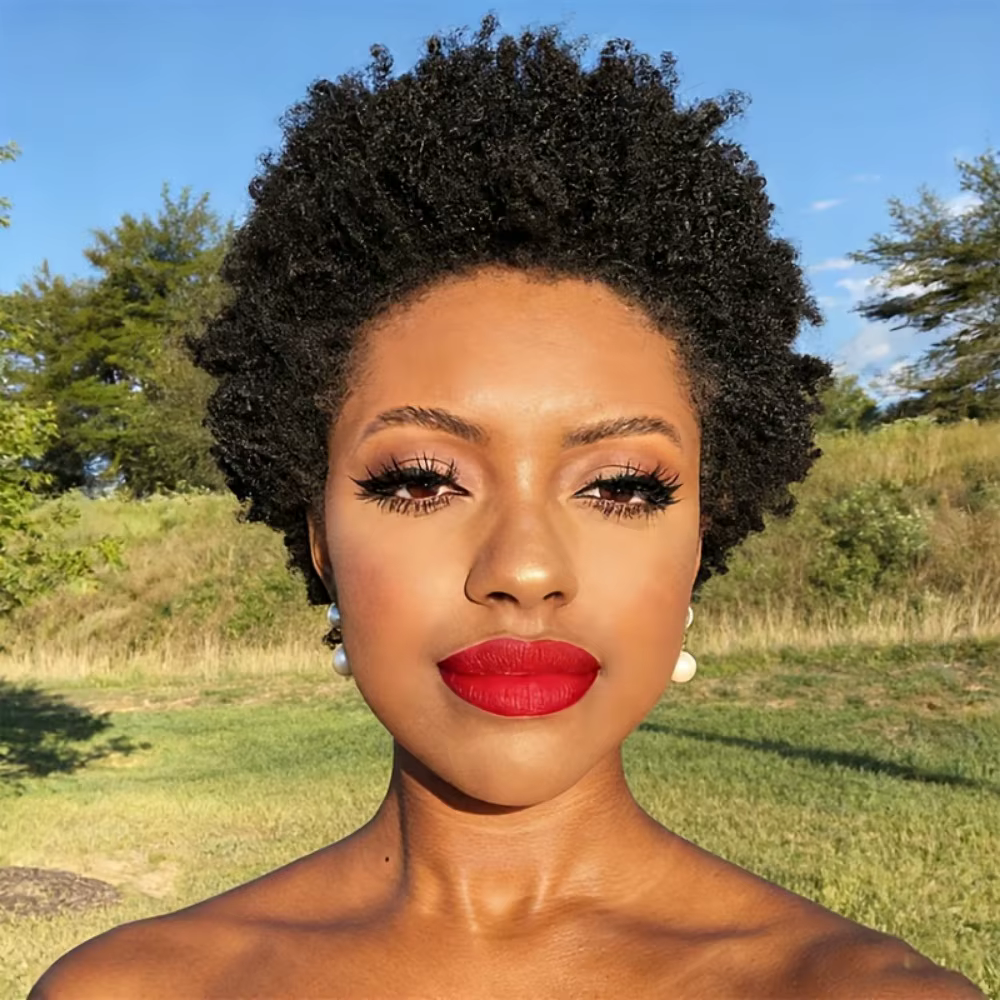Perruques afro courtes bouclées pour femmes, afro crépues bouclées, entièrement fabriquées à la machine, volumineuses et rebondissantes, densité 180%, noir naturel