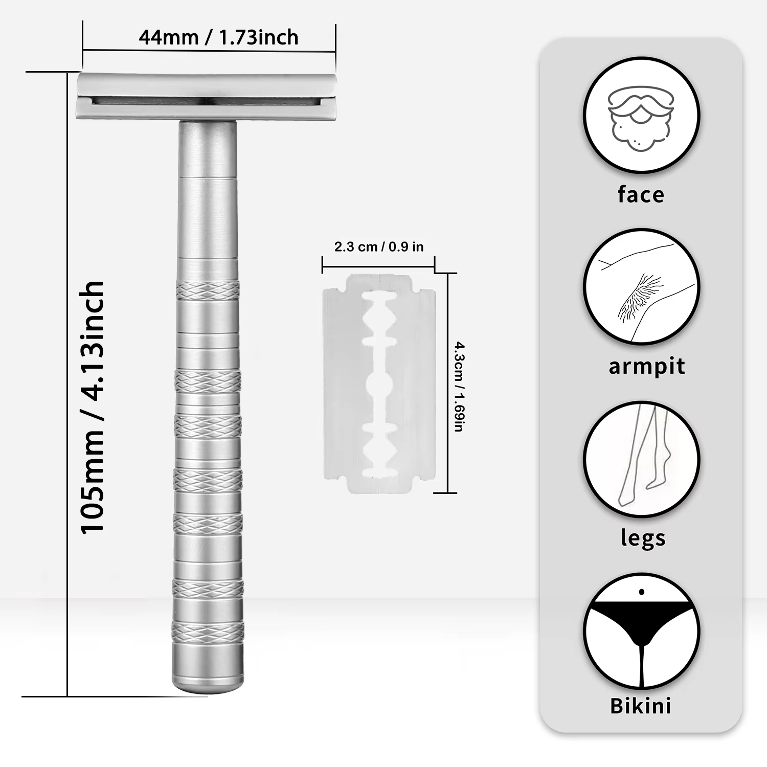 Rasoir de sécurité double tranchant avec 5 lames de rechange 30 °