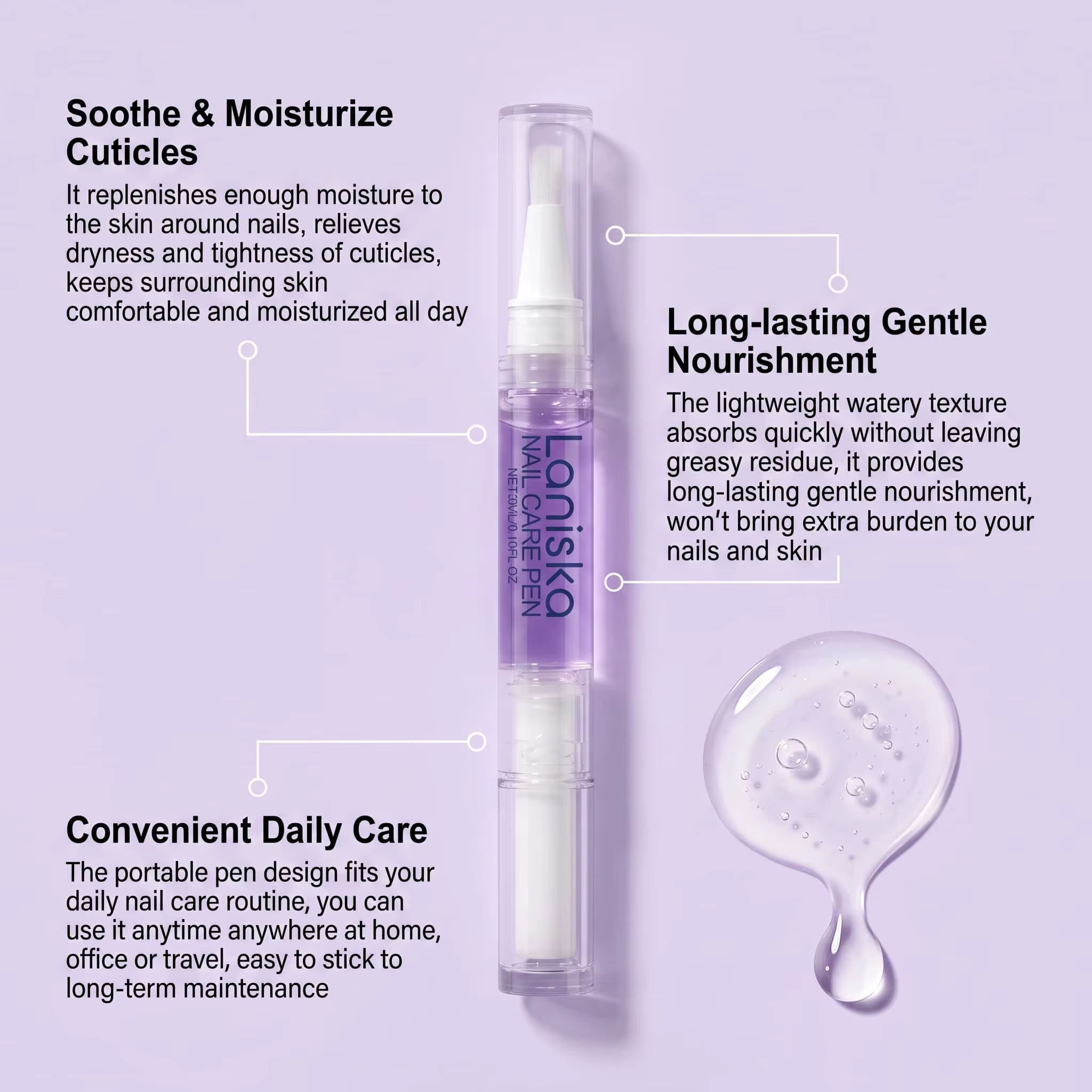 Huile nutritive pour ongles, soin fortifiant des ongles, stylo hydratant pour cuticules, prévention des fissures, brillance naturelle, outil de manucure portable