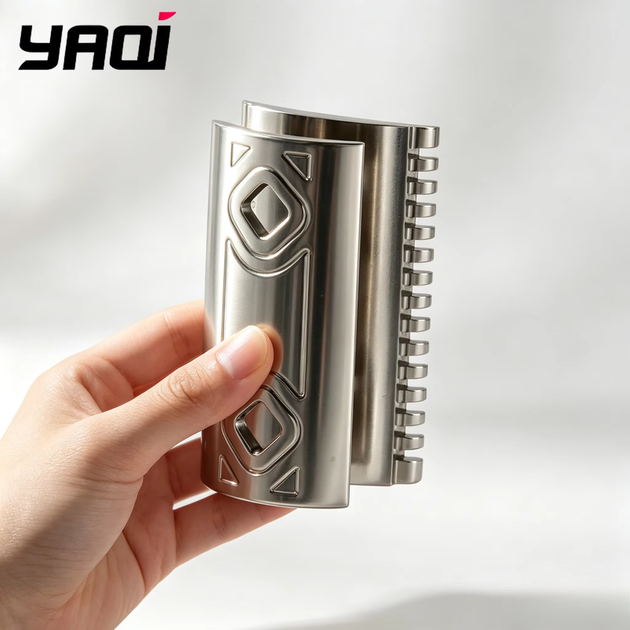 Tête de rasoir de sécurité YAQI Harlequin 2026 en acier inoxydable 316 poli avec interstice de lame de 0,90 mm