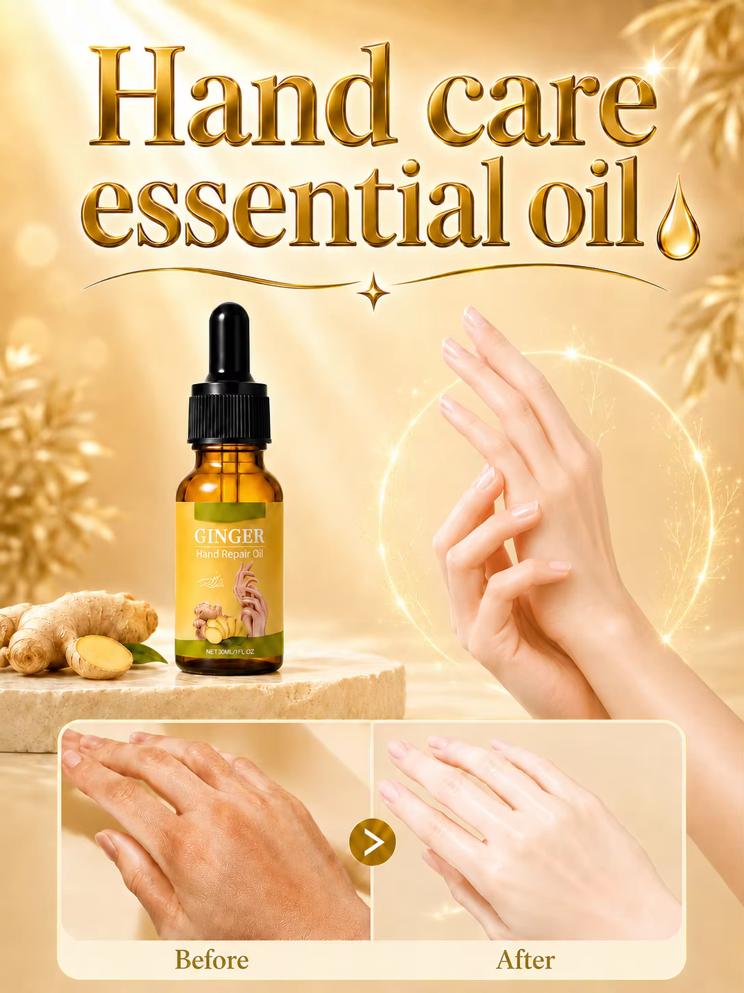 Huile essentielle pour les soins des mains, hydrate en douceur la peau, réduit les ridules et retient profondément l'humidité