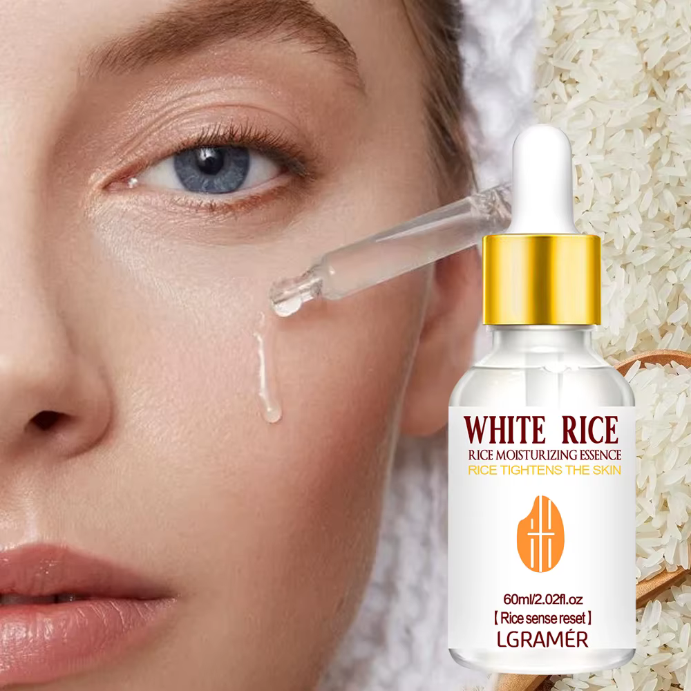 LGRAMER – Essence de riz pour le visage, ingrédients naturels, Absorption facile, réparation de la peau, éclaircit les taches, Anti-rides, Anti-âge