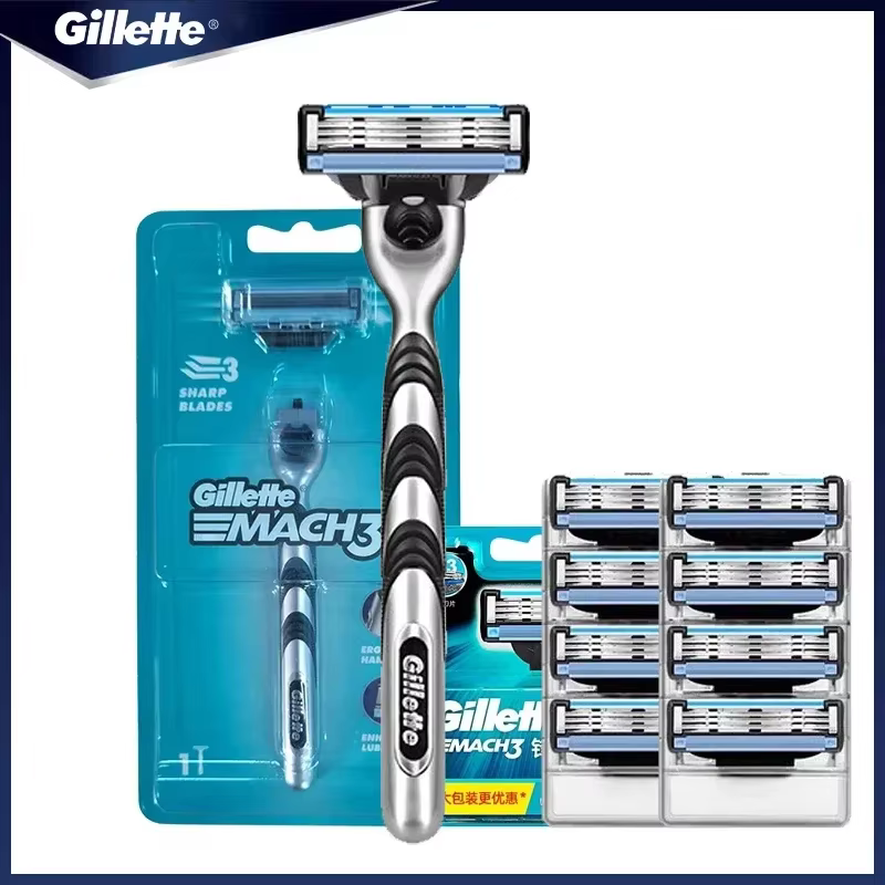 Véritable Gillette Mach 3 rasoir manuel pour hommes lames à 3 couches