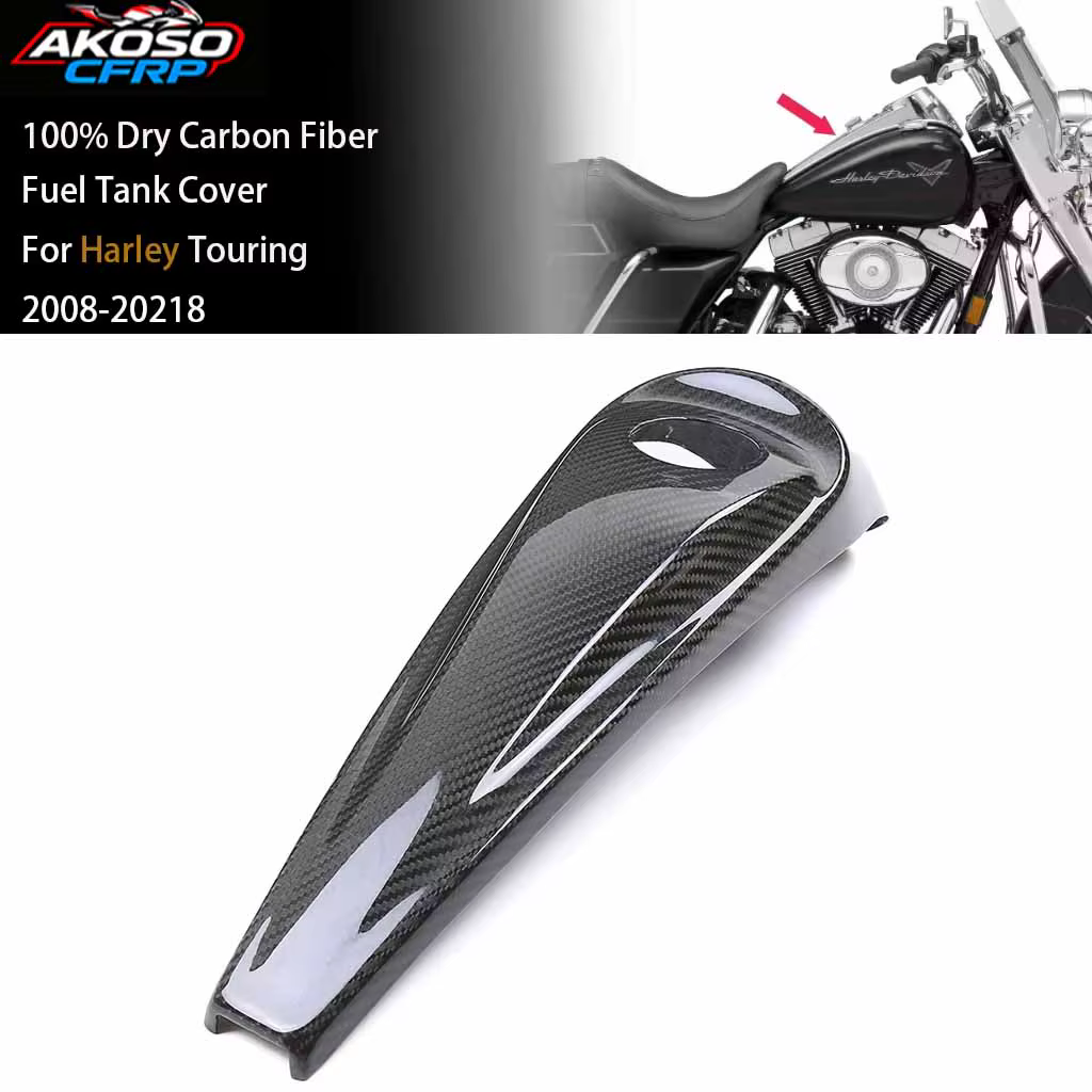 Couvercle de réservoir de carburant en Fiber de carbone 3K, pour Harley Touring Electra Street Glide Road FLHT FLHX 2008 – 2018, accessoires de moto, bouchon de gaz