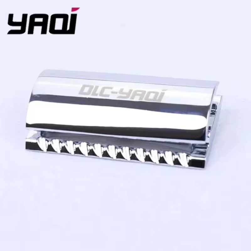 Tête de rasoir de sécurité à double tranchant festonnée couleur chrome YAQI 2026 pour accessoires de rasage masculin