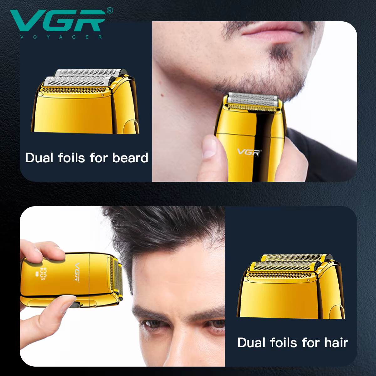 VGR tondeuse tondeuse à barbe pour hommes rasoir electrique homme rasoir homme Rasoir Professionnel Tondeuse à barbe Électrique Machine à raser Portable Rasoir Rechargeable Tondeuse LED Rasoir pour ho
