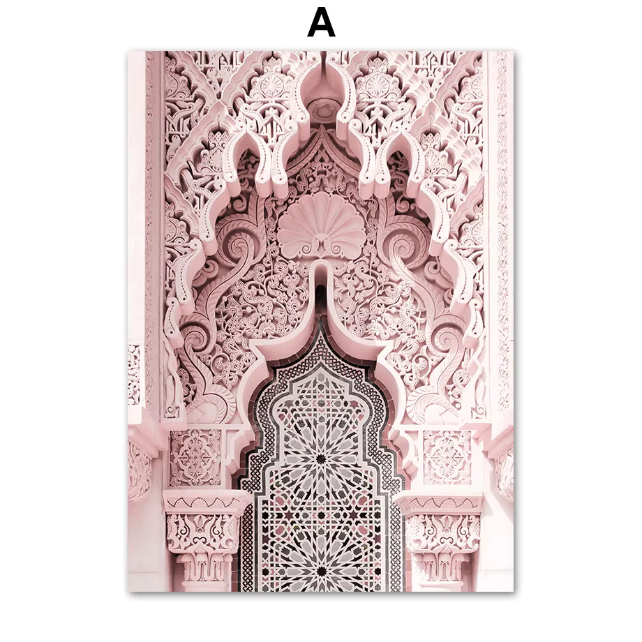 Mosquée maroc porte Rose Rose citation musulmane islamique nordique moderne photos mur Art impression toile peinture affiches pour la décoration intérieure