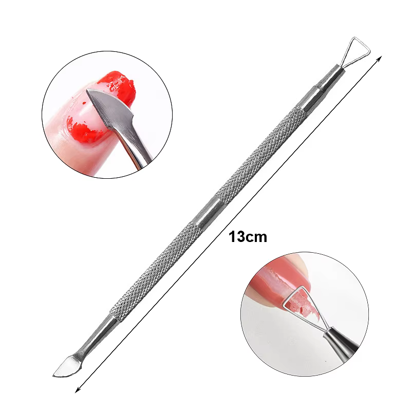 1Pcs En Acier Inoxydable Double Tête Cuticule Pusher Manucure Outils pour Ongles Vernis Colle