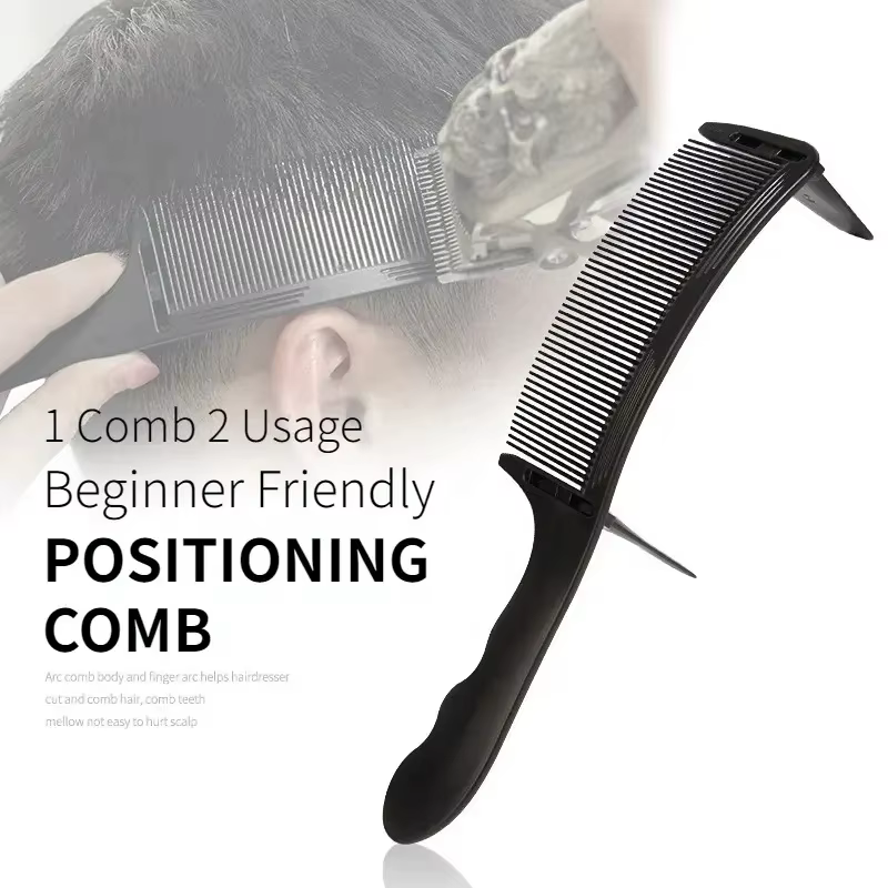 Peigne de coupe de cheveux incurvé à dessus plat pour barbier