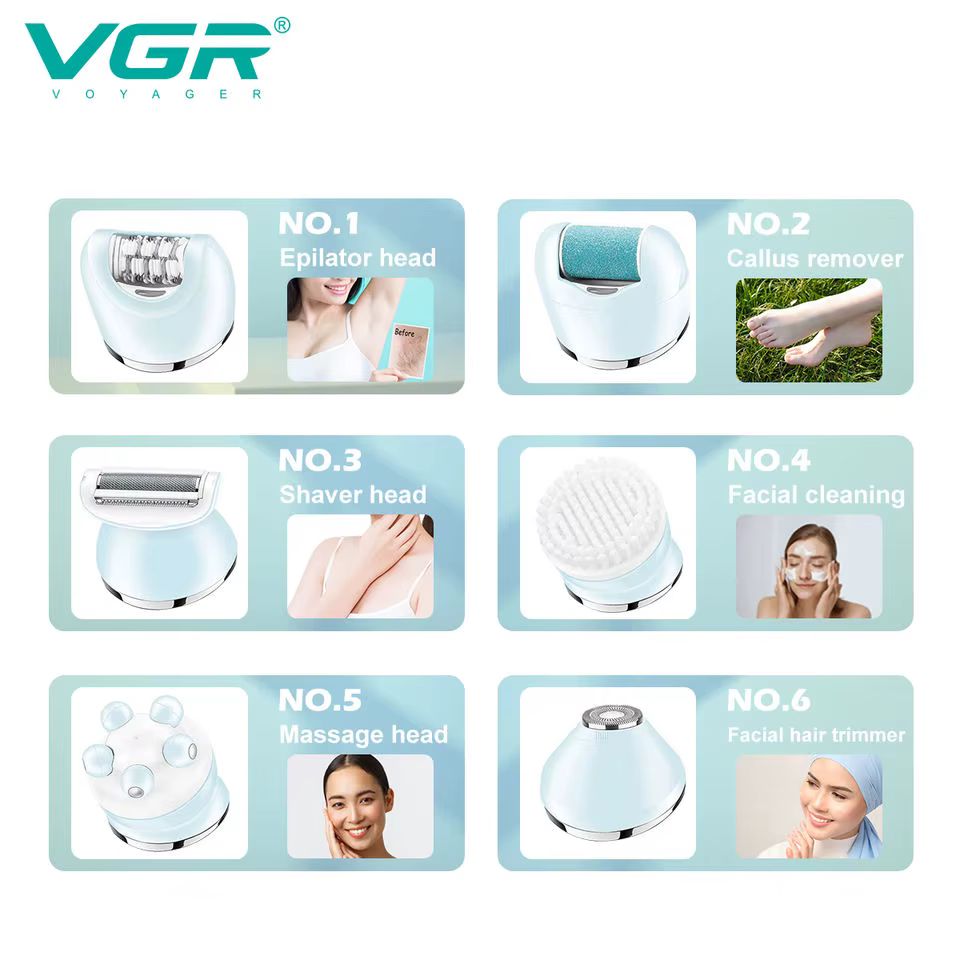 VGR électrique femmes épilateur femme rasoir jambe corps épilation lèvre menton dépilatoire dame Bikini tondeuse ensemble d'épilation du visage
