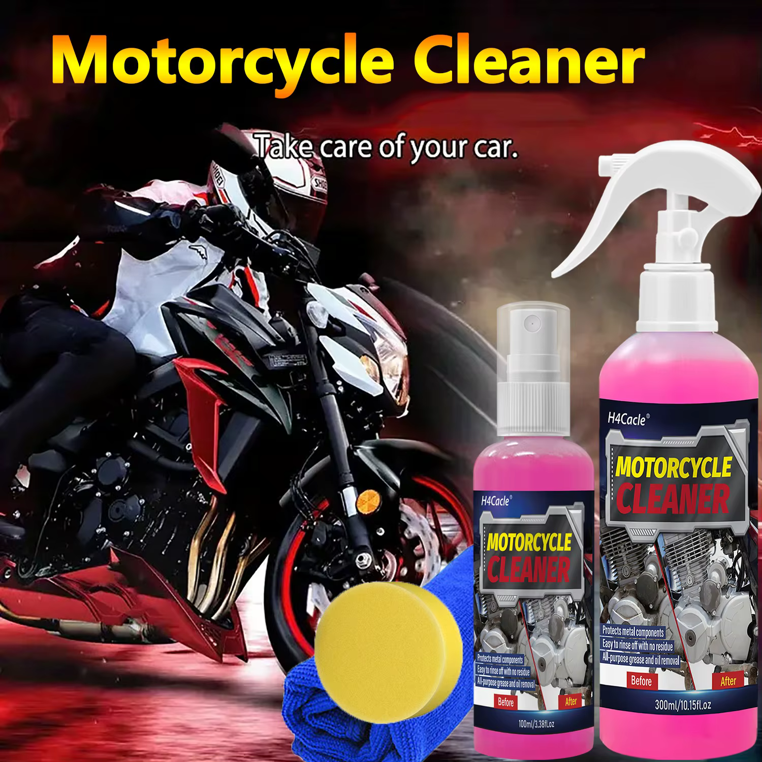Nettoyant en mousse concentré pour lavage de voiture et Moto, nettoyant pour Scooter électrique, cire et détachant, cire de polissage, Limpiacadenas Moto