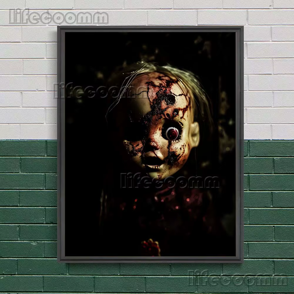 Peinture sur toile de beurre d'horreur avec visage craquelé, art mural vintage, affiche d'art gothique, impression de beurre vaudou effrayant, décor à la maison, sans cadre