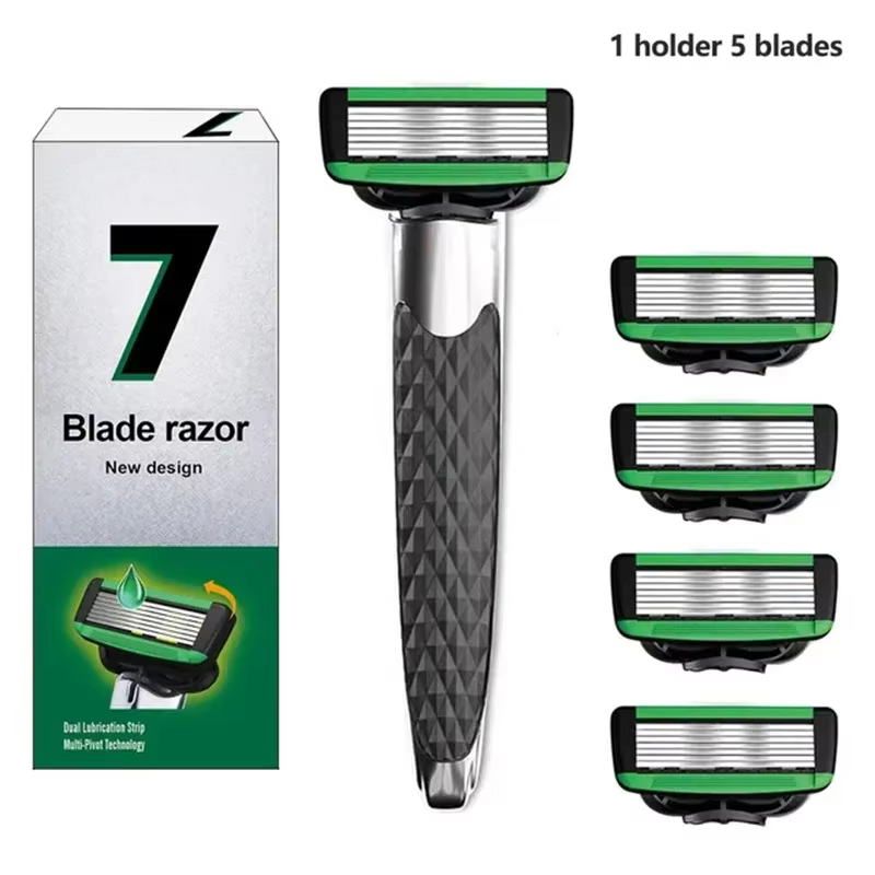 Nouveau rasoir manuel pour hommes lame à 7 couches couteau de rasage lames en acier inoxydable aucun dommage à la peau