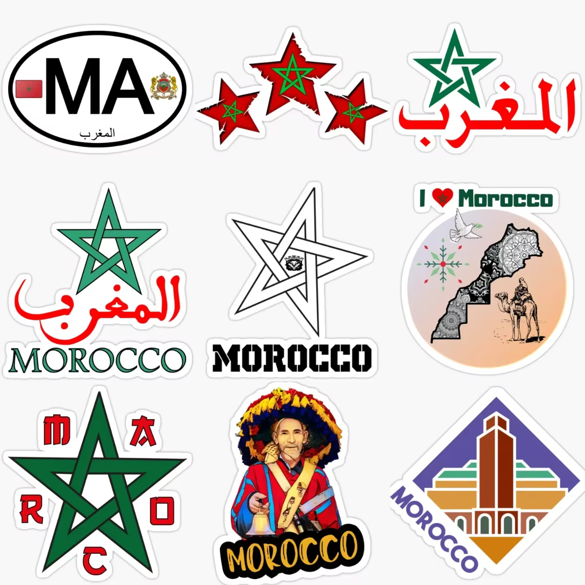 Autocollant de voiture en PVC avec emblème de la carte du Maroc pour décorer voiture, fourgonnette, vélo, casque, fenêtre, moto, accessoires