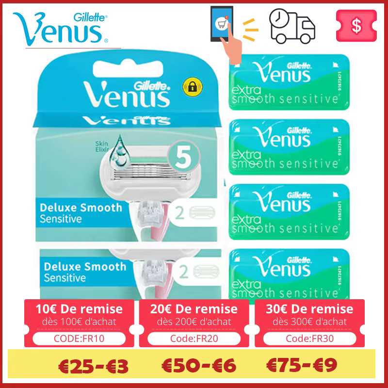 Gillette – lames de rasoir à 5 couches en aloès Venus