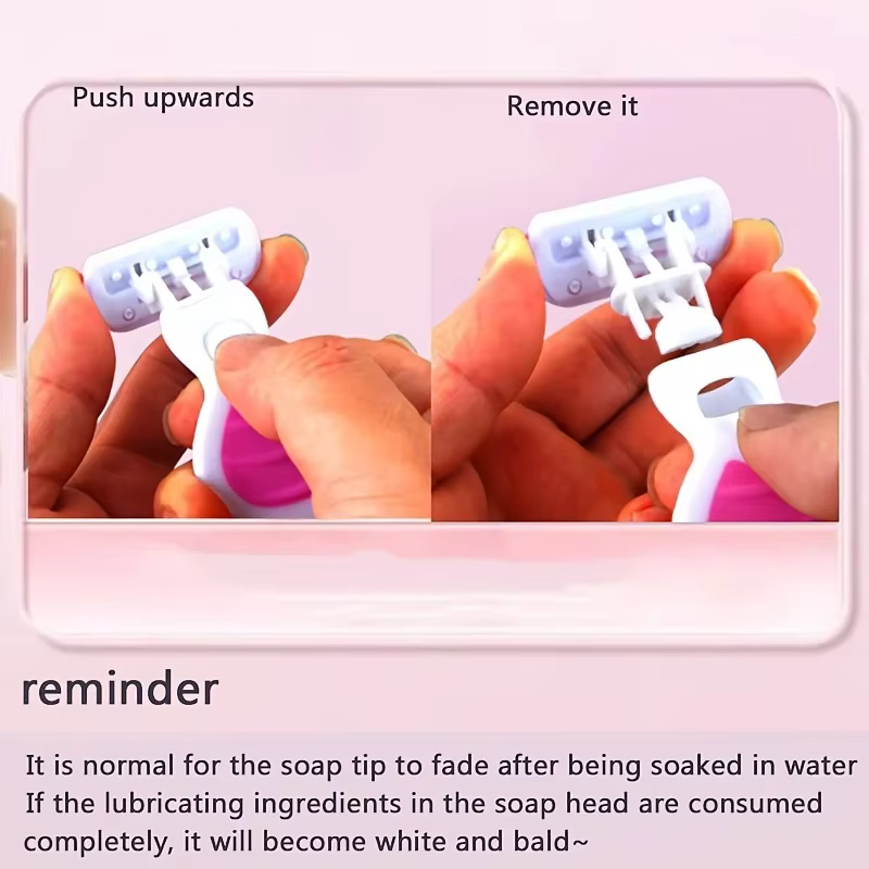 Ensemble de rasoir portable rose à 6 lames pour femmes