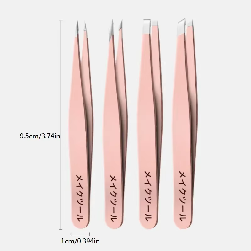 4 ensembles de pinces roses pour le nettoyage quotidien des sourcils