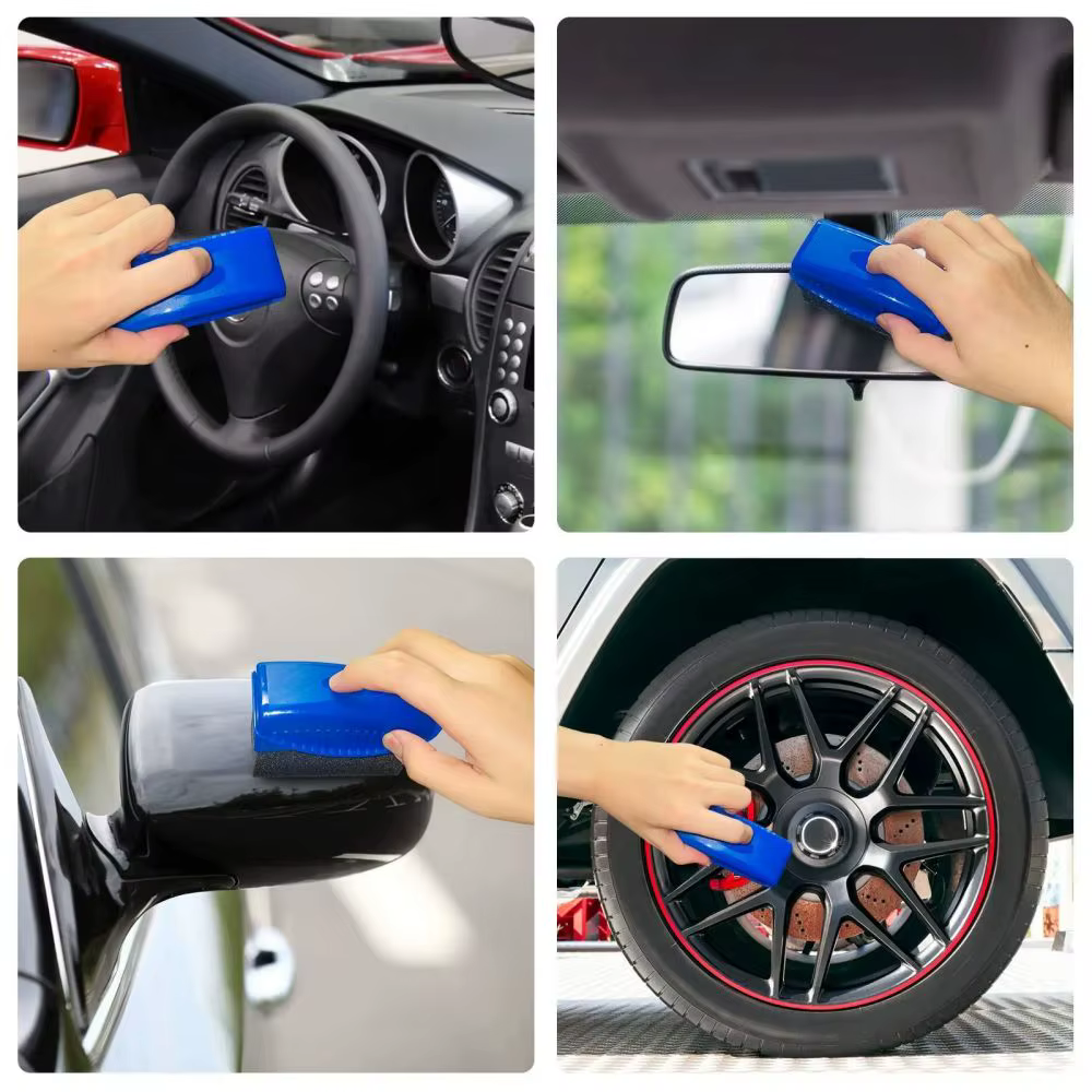 Brosse éponge à cirer avec couvercle, polissage de roues de voiture, ABS, lavage, nettoyage, Contour des pneus, tampons applicateurs, accessoires de détail