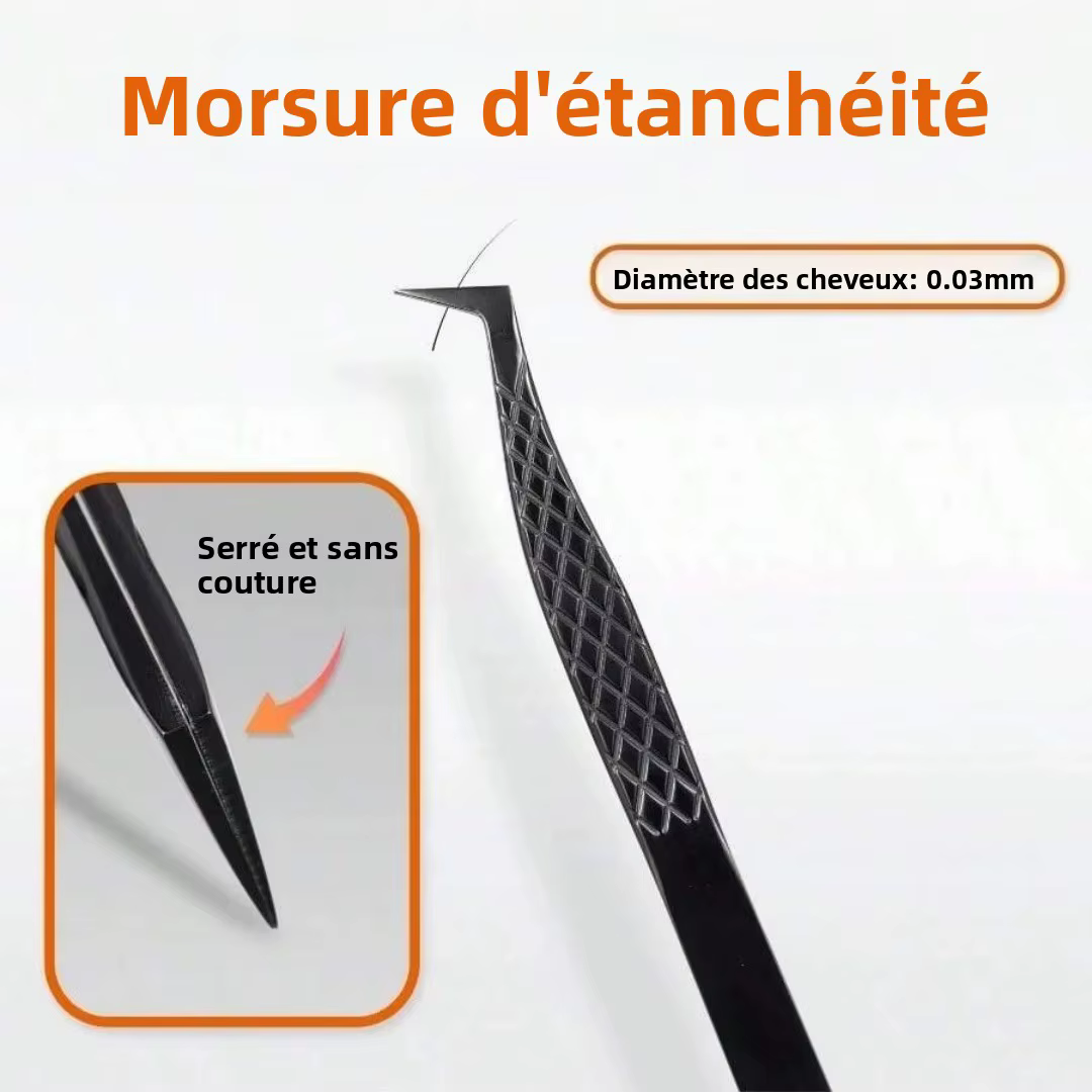 3 pièces ensemble pince à cils professionnelle titane tête incurvée faux
