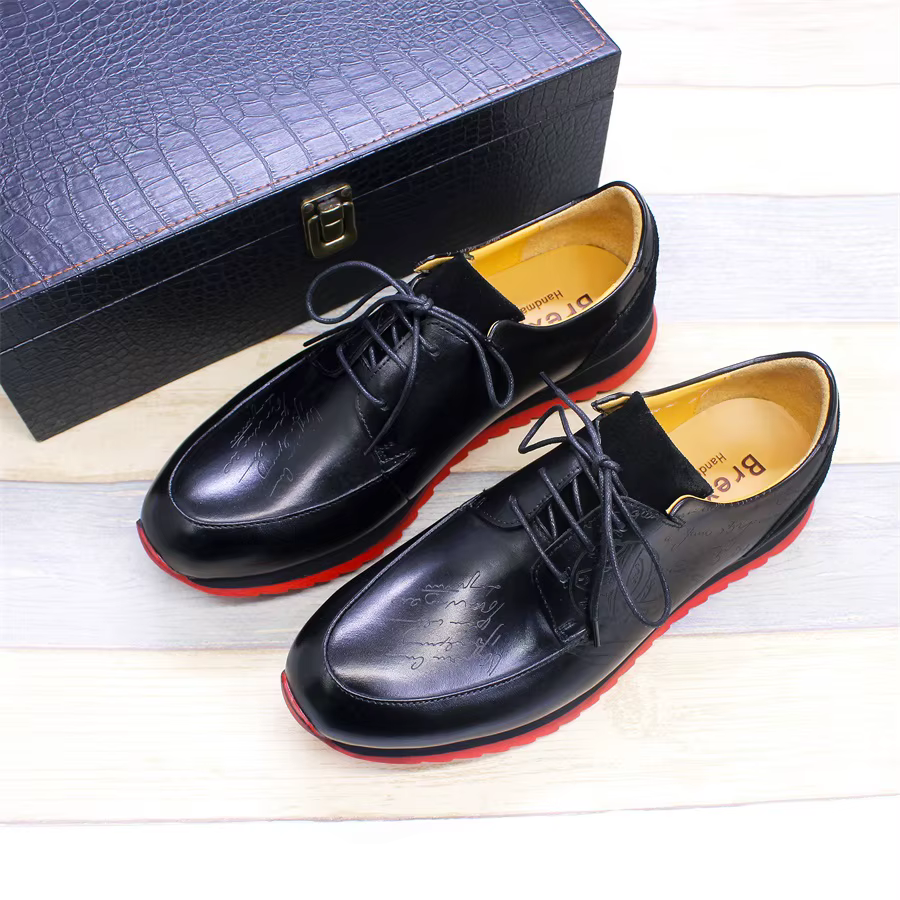 Chaussures en cuir à lacets pour hommes, semelle rouge coordonnante, chaussures décontractées, banquet de bureau, chaussures de mariage élégantes, mode faite à la main