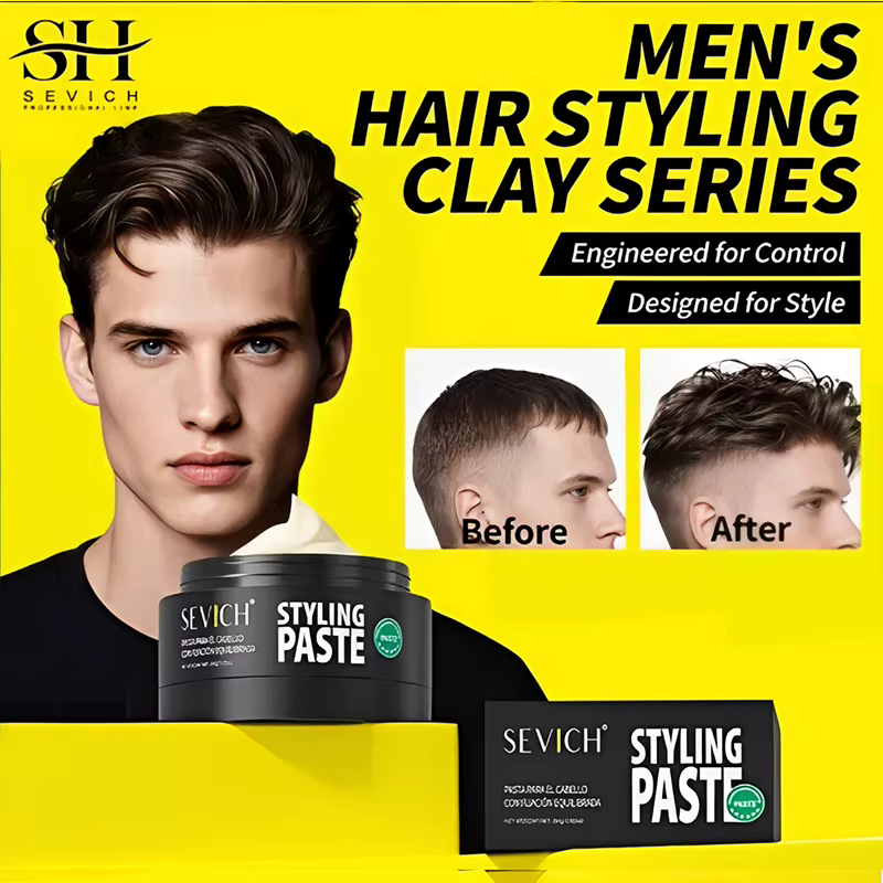 Nouveaux hommes cheveux argile cire naturel forte tenue modélisation cheveux coiffage cire coiffure finition Salon crème capillaire rafraîchissant cheveux boue 80g