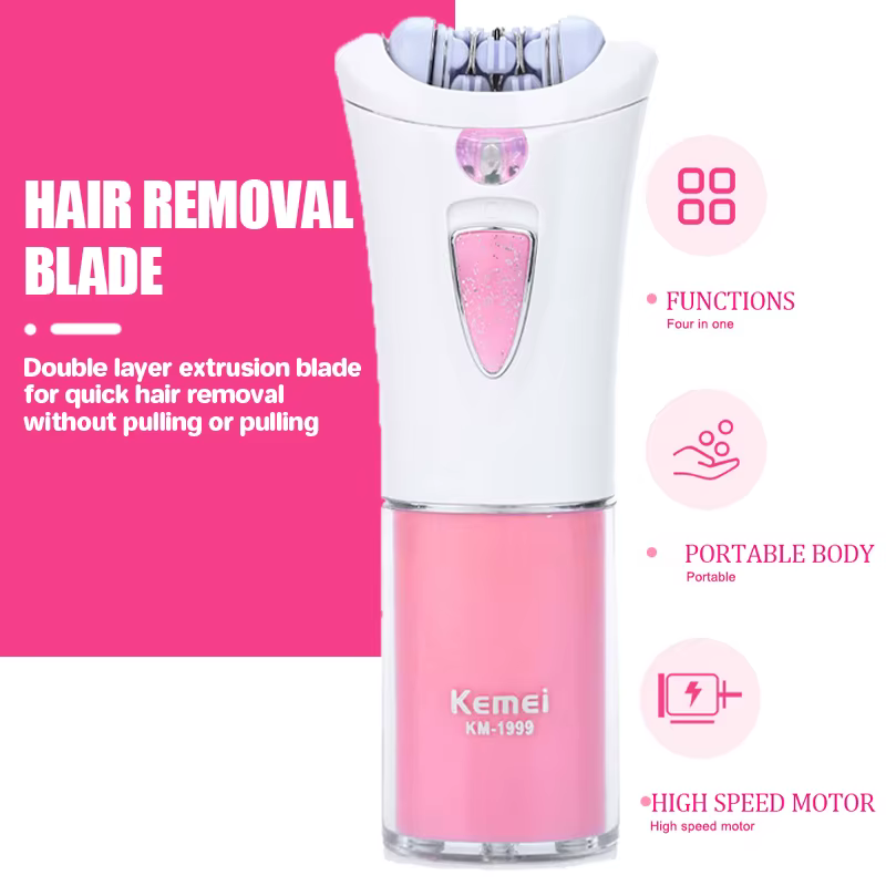 Kemei KM-1999 épilatoire électrique femme épilateur femmes batterie sèche épilation pour le corps du visage aisselles