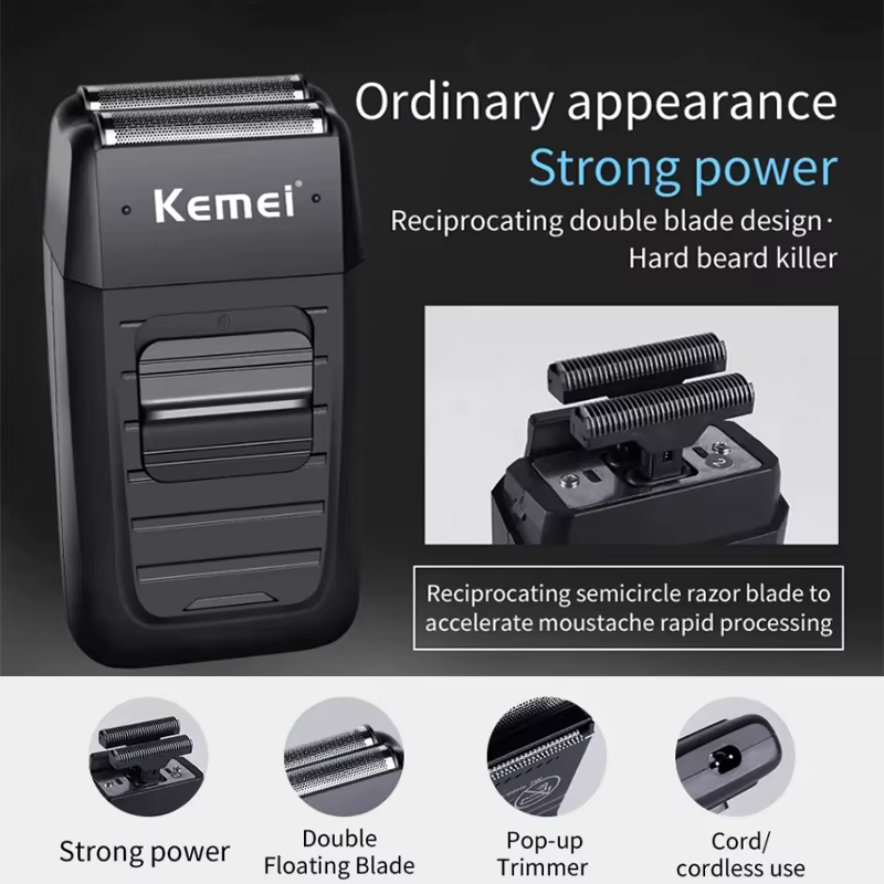 Kemei KM-2296 KM-2299 KM-1102 Kit de tondeuse à cheveux rasoir électrique pour hommes