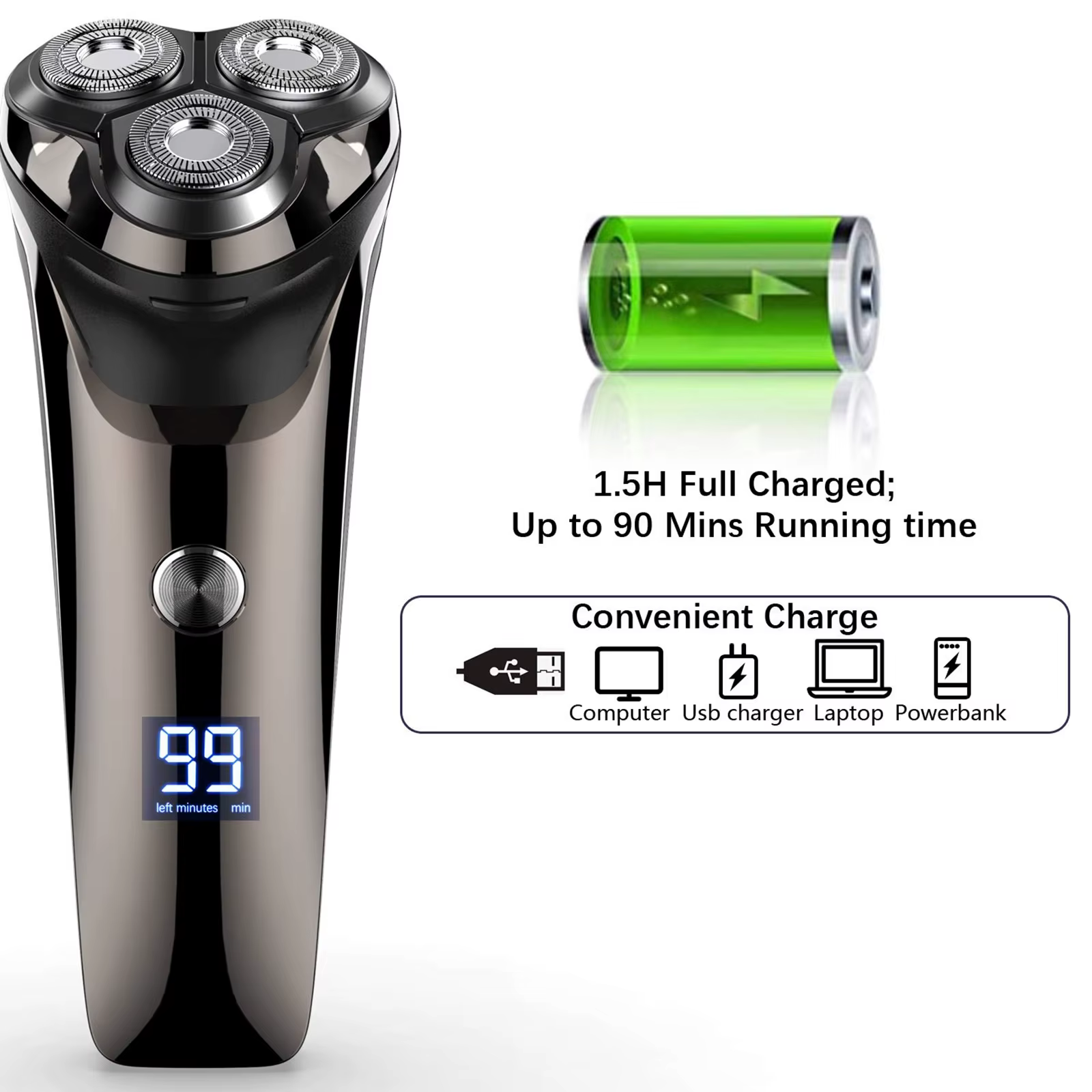 2025 nouveaux rasoirs à barbe pour hommes rasoir électrique sans fil USB Rechargeable Triple lames