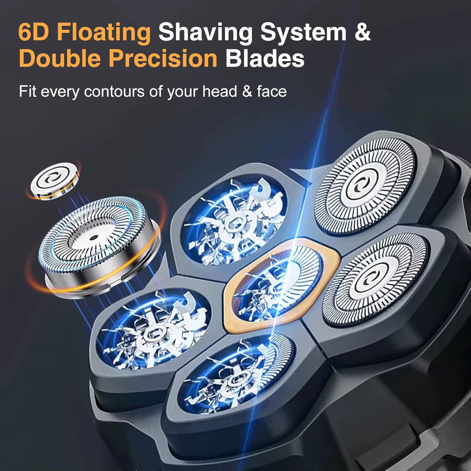 Tondeuse à cheveux électrique pour hommes chauves avec têtes flottantes magnétiques 6D