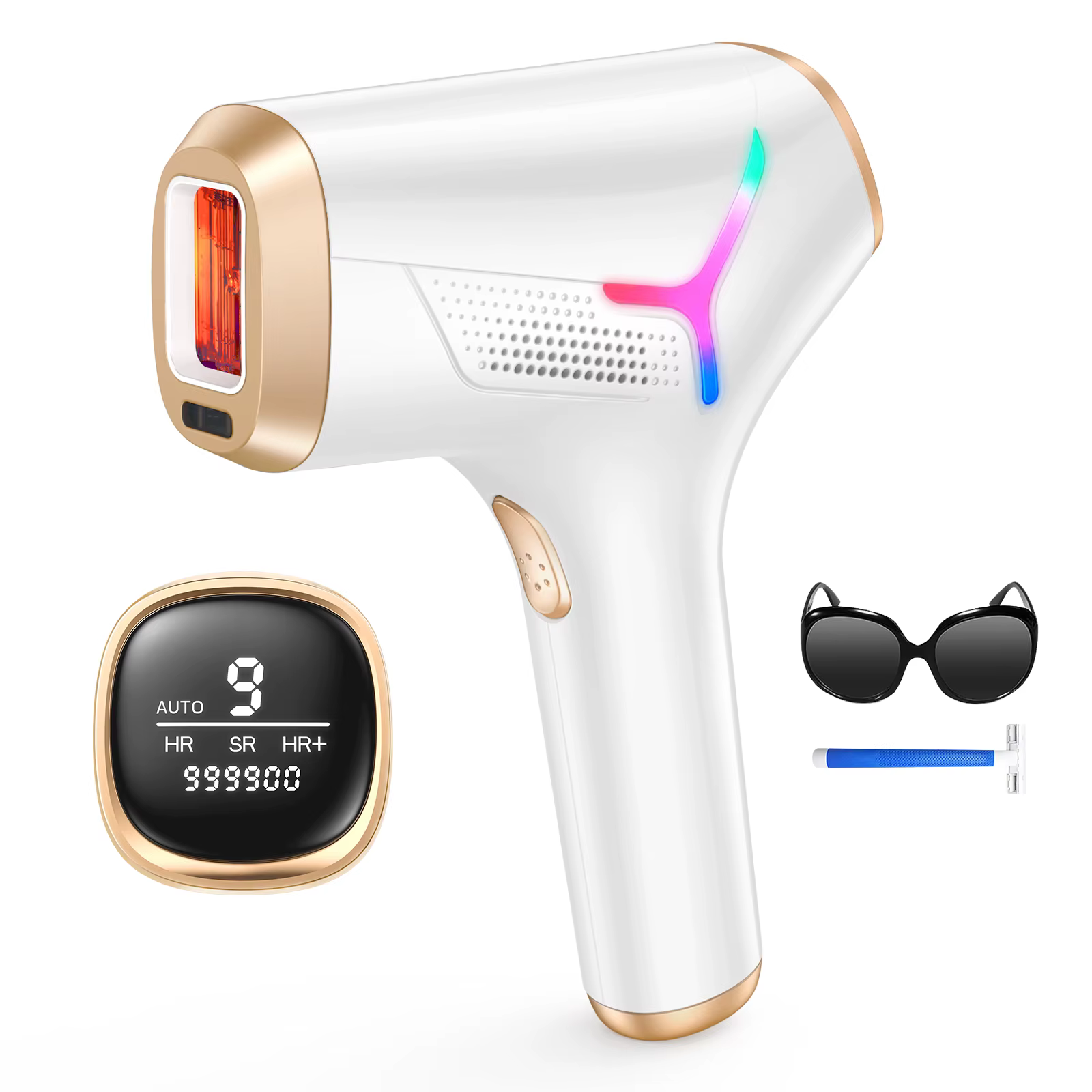Dispositif IPL d'épilation au laser 999900 Flashes Double Flash Mode 3 semaines visibles pour femmes hommes maison
